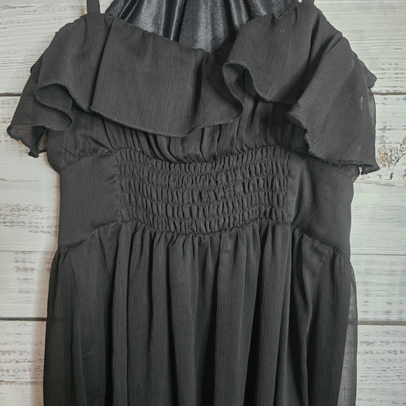 Guess Black High Low Taras Chiffon Dress Ruffles Layers Size 1 - Picture 3 of 8